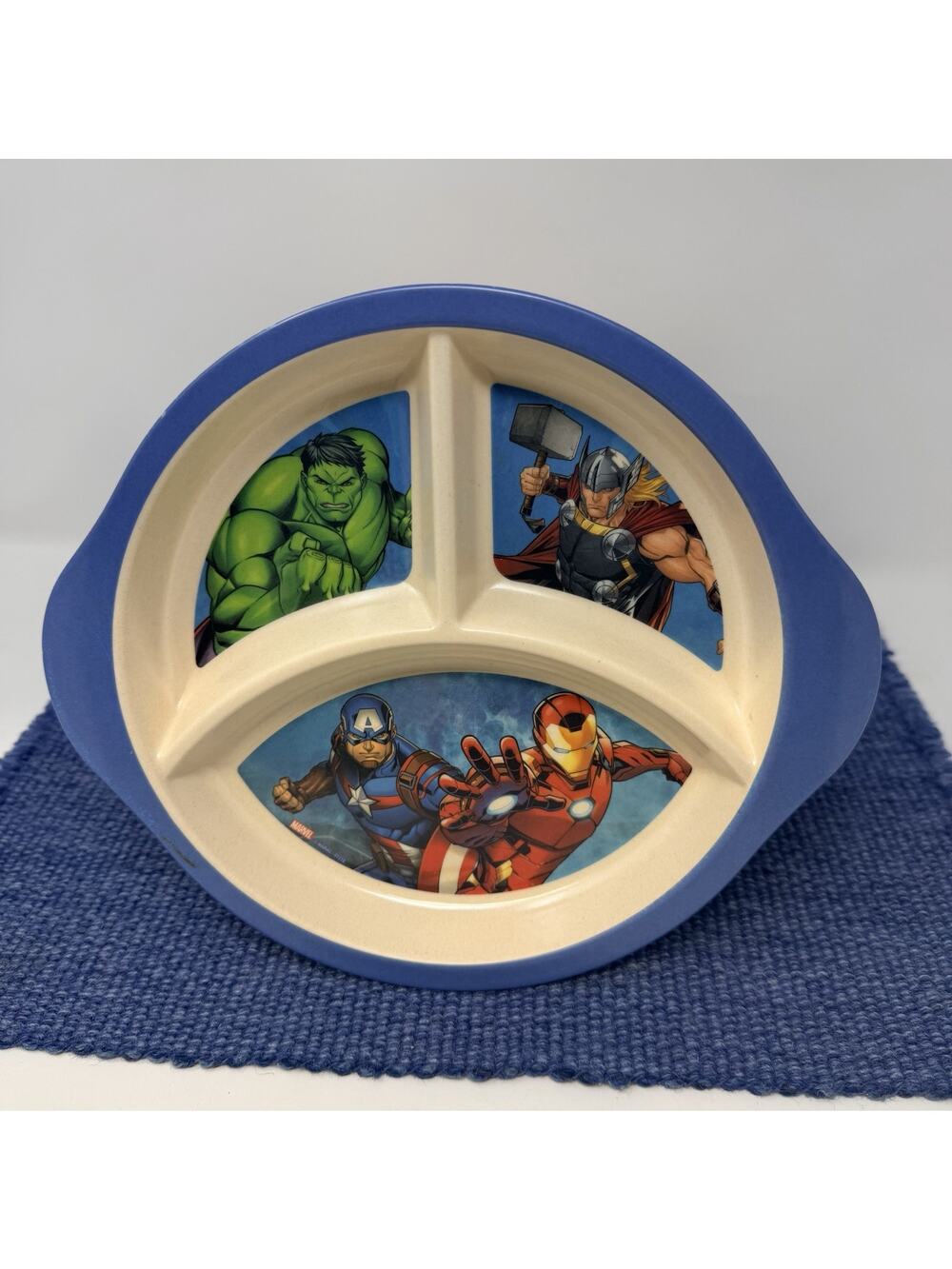 Marvel Avengers Thor Iron Man Captain America Hulk 9" Plate With 3 Dividers